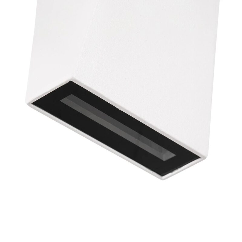 GloboStar® TRIANDE 60554 Φωτιστικό Τοίχου – Απλίκα Αρχιτεκτονικού Φωτισμού Εσωτερικού/Εξωτερικού Χώρου Up & Down LED 10W 1200lm 5° & 60° AC 220-240V IP65 Μ8.5 x Π8.5 x Υ20cm – Φυσικό Λευκό 4500K – Λευκό Αλουμίνιο – Bridgelux Chip – 3 Χρόνια Εγγύηση