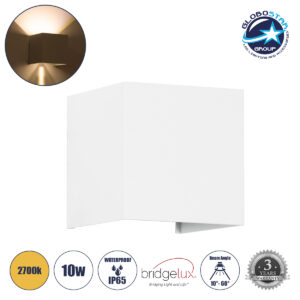 GloboStar® AXIS-S 60560 Φωτιστικό Τοίχου – Απλίκα Αρχιτεκτονικού Φωτισμού Εσωτερικού/Εξωτερικού Χώρου Up & Down LED 10W 1150lm 10 έως 60° AC 220-240V Αδιάβροχο IP65 Μ10 x Π10 x Υ10cm – Θερμό Λευκό 2700K – Λευκό – Bridgelux Chip – 3 Years Warranty