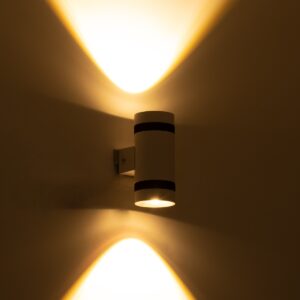 GloboStar® CANNONAL 60575 Φωτιστικό Τοίχου – Απλίκα Αρχιτεκτονικού Φωτισμού Εσωτερικού Χώρου Up & Down LED 10W 1150lm 30° AC 220-240V IP20 Μ5 x Π6.5 x Υ11cm – Θερμό Λευκό 2700K – Λευκό με Μαύρο – Bridgelux Chip – 3 Χρόνια Εγγύηση