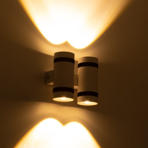 GloboStar® CANNONAL 60578 Φωτιστικό Τοίχου – Απλίκα Αρχιτεκτονικού Φωτισμού Εσωτερικού Χώρου Up & Down LED 20W 2300lm 30° AC 220-240V IP20 Μ12 x Π6.5 x Υ11cm – Θερμό Λευκό 2700K – Λευκό με Μαύρο – Bridgelux Chip – 3 Χρόνια Εγγύηση