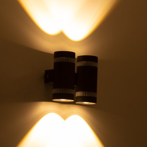 GloboStar® CANNONAL 60580 Φωτιστικό Τοίχου – Απλίκα Αρχιτεκτονικού Φωτισμού Εσωτερικού Χώρου Up & Down LED 20W 2300lm 30° AC 220-240V IP20 Μ12 x Π6.5 x Υ11cm – Θερμό Λευκό 2700K – Μαύρο με Λευκό – Bridgelux Chip – 3 Χρόνια Εγγύηση