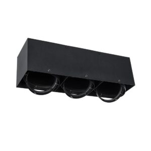GloboStar® MAGMA 60628 Μοντέρνο Φωτιστικό Οροφής Σποτ Τρίφωτο 3 x GU10 IP20 Μαύρο Αλουμίνιο – Μ45 x Π15 x Υ13cm