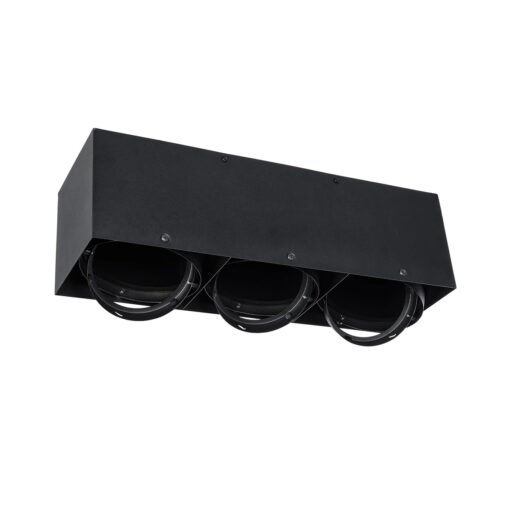 GloboStar® MAGMA 60628 Μοντέρνο Φωτιστικό Οροφής Σποτ Τρίφωτο 3 x GU10 IP20 Μαύρο Αλουμίνιο – Μ45 x Π15 x Υ13cm