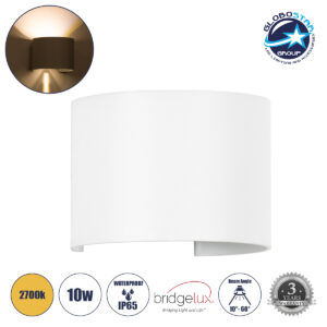 GloboStar® AXIS-R 60635 Φωτιστικό Τοίχου – Απλίκα Αρχιτεκτονικού Φωτισμού Εσωτερικού/Εξωτερικού Χώρου Up & Down LED 10W 1150lm 10 έως 60° AC 220-240V Αδιάβροχο IP65 Μ10 x Π10 x Υ10cm – Θερμό Λευκό 2700K – Λευκό – Bridgelux Chip – 3 Years Warranty