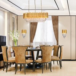 InLight Κρεμαστό φωτιστικό από χρυσαφί αλουμίνιο και κρύσταλλα 12XE14 D:100cm (6069-12)