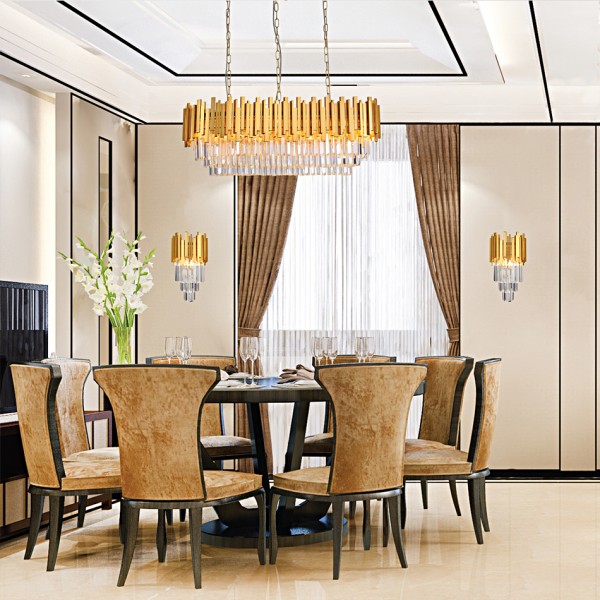 InLight Κρεμαστό φωτιστικό από χρυσαφί αλουμίνιο και κρύσταλλα 12XE14 D:100cm (6069-12)