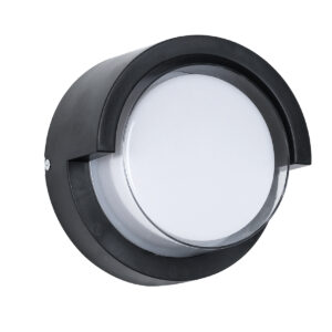 GLOBOSTAR® APEX 60764 Φωτιστικό Τοίχου – Απλίκα Εσωτερικού/Εξωτερικού Χώρου LED 10W 1050lm 120° AC175-265V Αδιάβροχο IP65 – Πλαστικό Σώμα – Φυσικό λευκό 4500K – Φ17 x Υ9cm – Μαύρο – Bridgelux Chip – 3 Χρόνια Εγγύηση