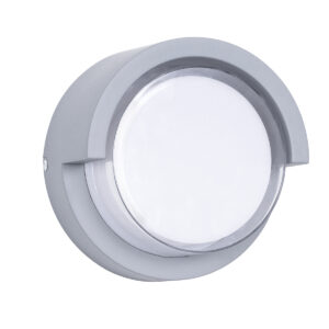 GLOBOSTAR® APEX 60765 Φωτιστικό Τοίχου – Απλίκα Εσωτερικού/Εξωτερικού Χώρου LED 10W 1050lm 120° AC175-265V Αδιάβροχο IP65 – Πλαστικό Σώμα – Φυσικό λευκό 4500K – Φ17 x Υ9cm – Γκρι – Bridgelux Chip – 3 Χρόνια Εγγύηση