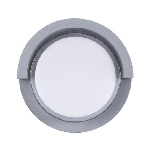 GLOBOSTAR® APEX 60765 Φωτιστικό Τοίχου – Απλίκα Εσωτερικού/Εξωτερικού Χώρου LED 10W 1050lm 120° AC175-265V Αδιάβροχο IP65 – Πλαστικό Σώμα – Φυσικό λευκό 4500K – Φ17 x Υ9cm – Γκρι – Bridgelux Chip – 3 Χρόνια Εγγύηση