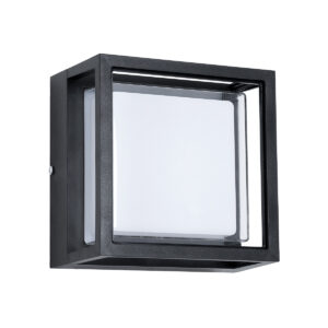 GLOBOSTAR® MAJESTIC 60773 Φωτιστικό Τοίχου – Απλίκα Εσωτερικού/Εξωτερικού Χώρου LED 10W 1050lm 120° AC175-265V Αδιάβροχο IP65 – Πλαστικό Σώμα – Φυσικό λευκό 4500K – Μ17 x Π17 x Υ9cm – Μαύρο – Bridgelux Chip – 3 Χρόνια Εγγύηση