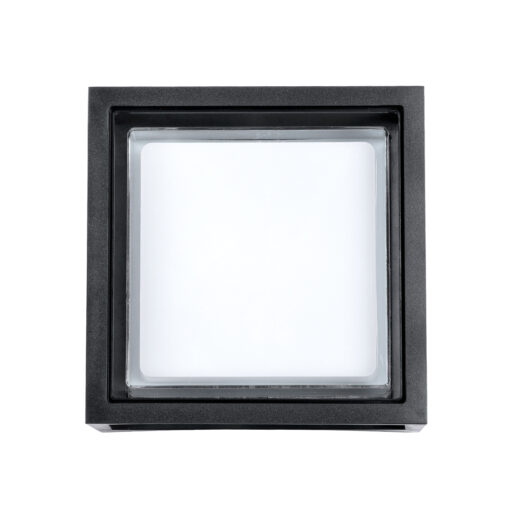 GLOBOSTAR® MAJESTIC 60773 Φωτιστικό Τοίχου – Απλίκα Εσωτερικού/Εξωτερικού Χώρου LED 10W 1050lm 120° AC175-265V Αδιάβροχο IP65 – Πλαστικό Σώμα – Φυσικό λευκό 4500K – Μ17 x Π17 x Υ9cm – Μαύρο – Bridgelux Chip – 3 Χρόνια Εγγύηση