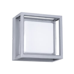 GLOBOSTAR® MAJESTIC 60774 Φωτιστικό Τοίχου – Απλίκα Εσωτερικού/Εξωτερικού Χώρου LED 10W 1050lm 120° AC175-265V Αδιάβροχο IP65 – Πλαστικό Σώμα – Φυσικό λευκό 4500K – Μ17 x Π17 x Υ9cm – Γκρι – Bridgelux Chip – 3 Χρόνια Εγγύηση