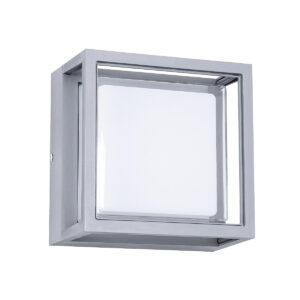 GLOBOSTAR® MAJESTIC 60774 Φωτιστικό Τοίχου – Απλίκα Εσωτερικού/Εξωτερικού Χώρου LED 10W 1050lm 120° AC175-265V Αδιάβροχο IP65 – Πλαστικό Σώμα – Φυσικό λευκό 4500K – Μ17 x Π17 x Υ9cm – Γκρι – Bridgelux Chip – 3 Χρόνια Εγγύηση