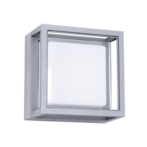 GLOBOSTAR® MAJESTIC 60774 Φωτιστικό Τοίχου – Απλίκα Εσωτερικού/Εξωτερικού Χώρου LED 10W 1050lm 120° AC175-265V Αδιάβροχο IP65 – Πλαστικό Σώμα – Φυσικό λευκό 4500K – Μ17 x Π17 x Υ9cm – Γκρι – Bridgelux Chip – 3 Χρόνια Εγγύηση