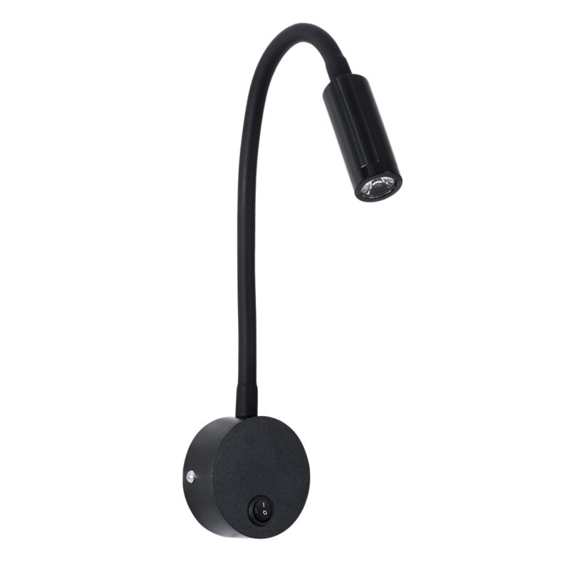 GloboStar® GOOSE 60878 Μοντέρνο Φωτιστικό Τοίχου – Απλίκα Ξενοδοχείου Bed Side LED 3W 300lm 36° AC 220-240V – Reading Light – Μ6.5 x Π15 x Υ24.5cm – Φυσικό Λευκό 4500K – Μαύρο