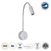 GloboStar® GOOSE 60879 Μοντέρνο Φωτιστικό Τοίχου – Απλίκα Ξενοδοχείου Bed Side LED 3W 300lm 36° AC 220-240V – Reading Light – Μ6.5 x Π15 x Υ24.5cm – Φυσικό Λευκό 4500K – Ασημί Νίκελ