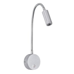 GloboStar® GOOSE 60879 Μοντέρνο Φωτιστικό Τοίχου – Απλίκα Ξενοδοχείου Bed Side LED 3W 300lm 36° AC 220-240V – Reading Light – Μ6.5 x Π15 x Υ24.5cm – Φυσικό Λευκό 4500K – Ασημί Νίκελ