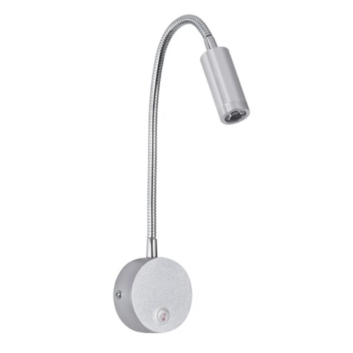 GloboStar® GOOSE 60879 Μοντέρνο Φωτιστικό Τοίχου – Απλίκα Ξενοδοχείου Bed Side LED 3W 300lm 36° AC 220-240V – Reading Light – Μ6.5 x Π15 x Υ24.5cm – Φυσικό Λευκό 4500K – Ασημί Νίκελ