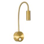 GloboStar® GOOSE 60880 Μοντέρνο Φωτιστικό Τοίχου – Απλίκα Ξενοδοχείου Bed Side LED 3W 300lm 36° AC 220-240V – Reading Light – Μ6.5 x Π15 x Υ24.5cm – Φυσικό Λευκό 4500K – Χρυσό Βούρτσας