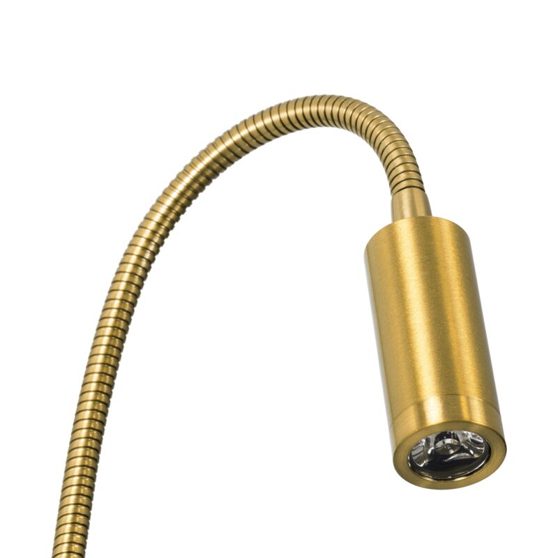 GloboStar® GOOSE 60880 Μοντέρνο Φωτιστικό Τοίχου – Απλίκα Ξενοδοχείου Bed Side LED 3W 300lm 36° AC 220-240V – Reading Light – Μ6.5 x Π15 x Υ24.5cm – Φυσικό Λευκό 4500K – Χρυσό Βούρτσας