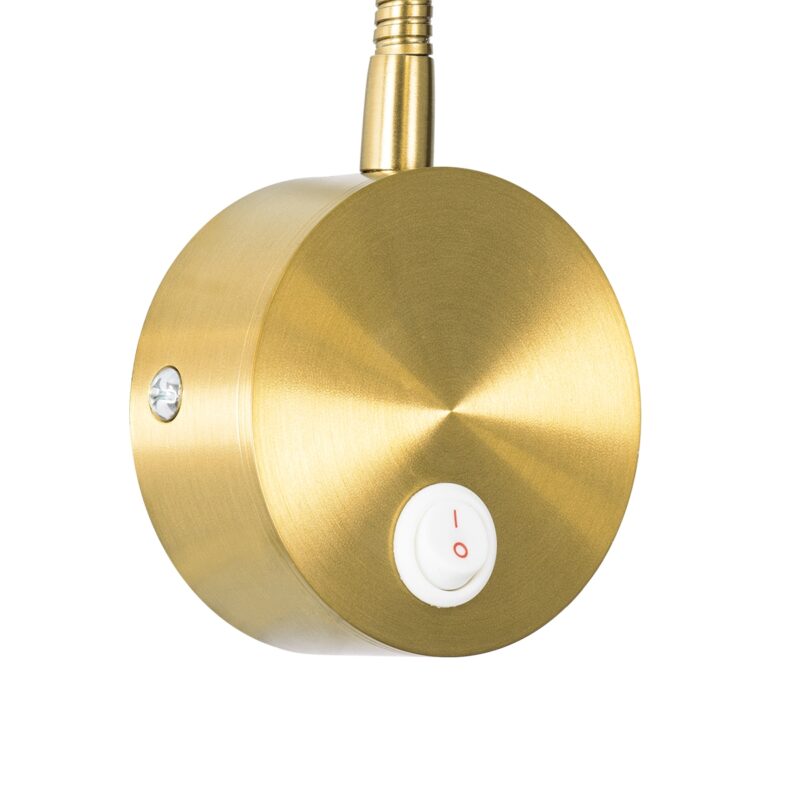 GloboStar® GOOSE 60880 Μοντέρνο Φωτιστικό Τοίχου – Απλίκα Ξενοδοχείου Bed Side LED 3W 300lm 36° AC 220-240V – Reading Light – Μ6.5 x Π15 x Υ24.5cm – Φυσικό Λευκό 4500K – Χρυσό Βούρτσας