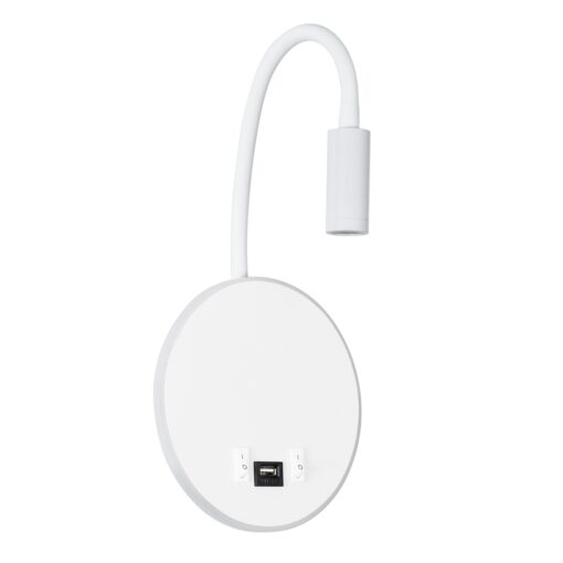 GloboStar® GOOSE 60881 Μοντέρνο Φωτιστικό Τοίχου – Απλίκα Ξενοδοχείου Bed Side LED 6W 600lm 36° & 360° AC 220-240V – Reading Light & 360° Κρυφός Φωτισμός – Φορτιστής USB 3A – Μ15.5 x Π15 x Υ30.5cm – Φυσικό Λευκό 4500K – Λευκό