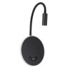 GloboStar® GOOSE 60883 Μοντέρνο Φωτιστικό Τοίχου – Απλίκα Ξενοδοχείου Bed Side LED 6W 600lm 36° & 360° AC 220-240V – Reading Light & 360° Κρυφός Φωτισμός – Φορτιστής USB 3A – Μ15.5 x Π15 x Υ30.5cm – Φυσικό Λευκό 4500K – Μαύρο
