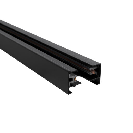 GloboStar® 2L-EUROTRACK 60901 Μονοφασική Ράγα 2 Καλωδίων για Σποτ Ράγας LED AC 220-240V IP20 Μ100 x Π3.4 x Υ2cm – EUROTRACK® System 1L+1N – Αλουμίνιο – Μαύρο – 1 Μέτρο – 5 Χρόνια Εγγύηση
