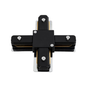 GloboStar® 2L-EUROTRACK 60909 Αντάπτορας +(Σταυρός) – Μονοφασικός 2 Καλωδίων για όλες τις Ράγες EUROTRACK AC 220-240V IP20 Μ10.7 x Π10.7 x Υ1.5cm – EUROTRACK® System 1L+1N – Θερμοπλαστικό – Μαύρο – 5 Χρόνια Εγγύηση