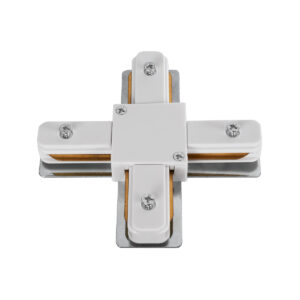 GloboStar® 2L-EUROTRACK 60910 Αντάπτορας +(Σταυρός) – Μονοφασικός 2 Καλωδίων για όλες τις Ράγες EUROTRACK AC 220-240V IP20 Μ10.7 x Π10.7 x Υ1.5cm – EUROTRACK® System 1L+1N – Θερμοπλαστικό – Λευκό – 5 Χρόνια Εγγύηση