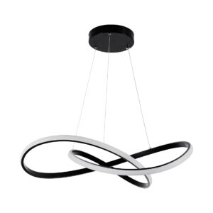 GloboStar® DEXTER 60913 Κρεμαστό Φωτιστικό Οροφής Design LED CCT 90W 10080lm 300° AC 220-240V – Εναλλαγή Φωτισμού μέσω Τηλεχειριστηρίου All In One Ψυχρό 6000k+Φυσικό 4500k+Θερμό 2700k Dimmable Φ73cm – Μαύρο – 3 Years Warranty