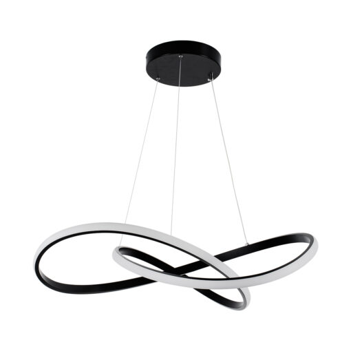 GloboStar® DEXTER 60913 Κρεμαστό Φωτιστικό Οροφής Design LED CCT 90W 10080lm 300° AC 220-240V – Εναλλαγή Φωτισμού μέσω Τηλεχειριστηρίου All In One Ψυχρό 6000k+Φυσικό 4500k+Θερμό 2700k Dimmable Φ73cm – Μαύρο – 3 Years Warranty