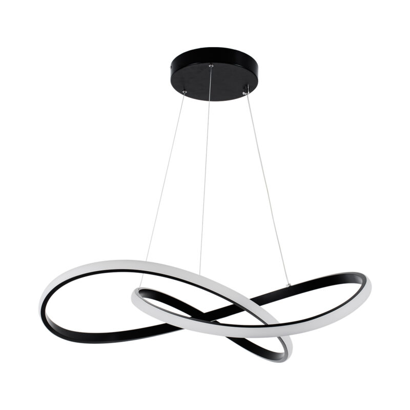 GloboStar® DEXTER 60913 Κρεμαστό Φωτιστικό Οροφής Design LED CCT 90W 10080lm 300° AC 220-240V – Εναλλαγή Φωτισμού μέσω Τηλεχειριστηρίου All In One Ψυχρό 6000k+Φυσικό 4500k+Θερμό 2700k Dimmable Φ73cm – Μαύρο – 3 Years Warranty