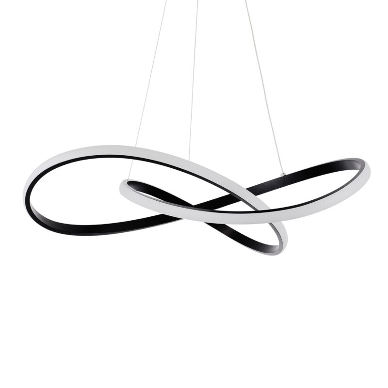 GloboStar® DEXTER 60913 Κρεμαστό Φωτιστικό Οροφής Design LED CCT 90W 10080lm 300° AC 220-240V – Εναλλαγή Φωτισμού μέσω Τηλεχειριστηρίου All In One Ψυχρό 6000k+Φυσικό 4500k+Θερμό 2700k Dimmable Φ73cm – Μαύρο – 3 Years Warranty