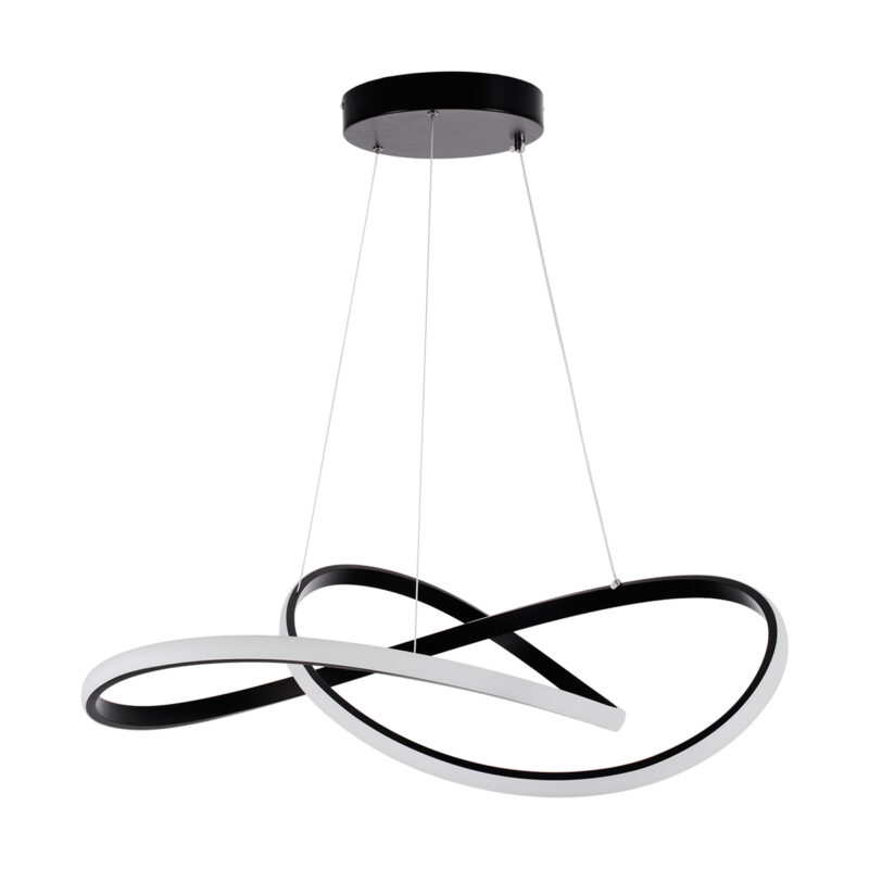 GloboStar® DEXTER 60913 Κρεμαστό Φωτιστικό Οροφής Design LED CCT 90W 10080lm 300° AC 220-240V – Εναλλαγή Φωτισμού μέσω Τηλεχειριστηρίου All In One Ψυχρό 6000k+Φυσικό 4500k+Θερμό 2700k Dimmable Φ73cm – Μαύρο – 3 Years Warranty