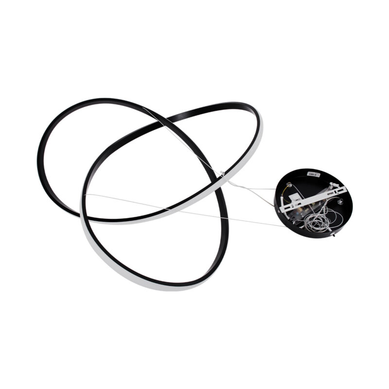 GloboStar® DEXTER 60913 Κρεμαστό Φωτιστικό Οροφής Design LED CCT 90W 10080lm 300° AC 220-240V – Εναλλαγή Φωτισμού μέσω Τηλεχειριστηρίου All In One Ψυχρό 6000k+Φυσικό 4500k+Θερμό 2700k Dimmable Φ73cm – Μαύρο – 3 Years Warranty