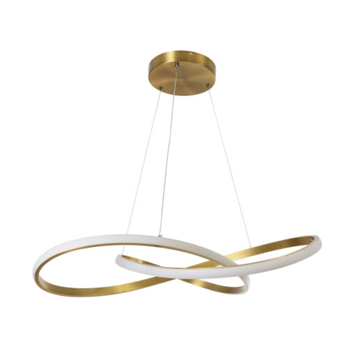 GloboStar® DEXTER 60916 Κρεμαστό Φωτιστικό Οροφής Design LED CCT 90W 10080lm 300° AC 220-240V – Εναλλαγή Φωτισμού μέσω Τηλεχειριστηρίου All In One Ψυχρό 6000k+Φυσικό 4500k+Θερμό 2700k Dimmable Φ73cm – Χρυσό Βούρτσας – 3 Years Warranty