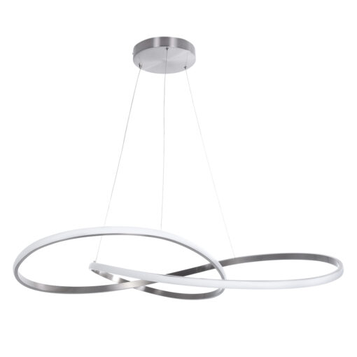 GloboStar® DEXTER 60919 Κρεμαστό Φωτιστικό Οροφής Design LED CCT 120W 13440lm 300° AC 220-240V – Εναλλαγή Φωτισμού μέσω Τηλεχειριστηρίου All In One Ψυχρό 6000k+Φυσικό 4500k+Θερμό 2700k Dimmable Φ103cm – Νίκελ Βούρτσας – 3 Years Warranty