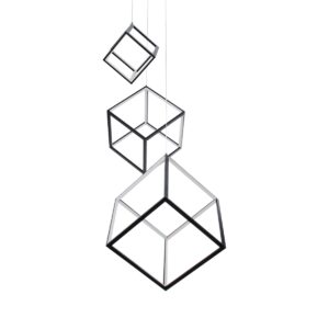 GloboStar® KIBOO-TRIO 60931 Κρεμαστό Φωτιστικό Οροφής Design LED CCT 90W 10350lm 360° AC 220-240V – Εναλλαγή Φωτισμού μέσω Τηλεχειριστηρίου All In One Ψυχρό 6000k+Φυσικό 4500k+Θερμό 2700k Dimmable Μ60 x Π60 x Υ80cm – Μαύρο – 3 Years Warranty