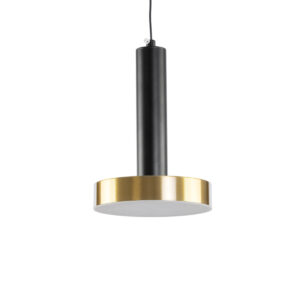 GLOBOSTAR® ZANE 60933 Κρεμαστό Φωτιστικό Design LED CCT 18W 2016lm 120° AC 220-240V IP20 – Εναλλαγή Φωτισμού μέσω Τηλεχειριστηρίου All In One Ψυχρό 6000k+Φυσικό 4500k+Θερμό 2700k Dimmable – Φ15 x Υ18cm – Μαύρο & Χρυσό – 3 Χρόνια Εγγύηση