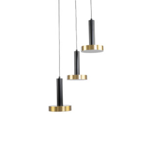 GLOBOSTAR® ZANE 60934 Κρεμαστό Φωτιστικό Design LED CCT 54W 6048lm 120° AC 220-240V IP20 – Εναλλαγή Φωτισμού μέσω Τηλεχειριστηρίου All In One Ψυχρό 6000k+Φυσικό 4500k+Θερμό 2700k Dimmable – Φ60 x Υ18cm – Μαύρο & Χρυσό – 3 Χρόνια Εγγύηση