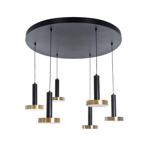 GLOBOSTAR® ZANE 60935 Κρεμαστό Φωτιστικό Design LED CCT 100W 11200lm 120° AC 220-240V IP20 – Εναλλαγή Φωτισμού μέσω Τηλεχειριστηρίου All In One Ψυχρό 6000k+Φυσικό 4500k+Θερμό 2700k Dimmable – Φ100 x Υ18cm – Μαύρο & Χρυσό – 3 Χρόνια Εγγύηση