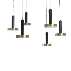 GLOBOSTAR® ZANE 60935 Κρεμαστό Φωτιστικό Design LED CCT 100W 11200lm 120° AC 220-240V IP20 – Εναλλαγή Φωτισμού μέσω Τηλεχειριστηρίου All In One Ψυχρό 6000k+Φυσικό 4500k+Θερμό 2700k Dimmable – Φ100 x Υ18cm – Μαύρο & Χρυσό – 3 Χρόνια Εγγύηση