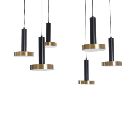 GLOBOSTAR® ZANE 60935 Κρεμαστό Φωτιστικό Design LED CCT 100W 11200lm 120° AC 220-240V IP20 – Εναλλαγή Φωτισμού μέσω Τηλεχειριστηρίου All In One Ψυχρό 6000k+Φυσικό 4500k+Θερμό 2700k Dimmable – Φ100 x Υ18cm – Μαύρο & Χρυσό – 3 Χρόνια Εγγύηση