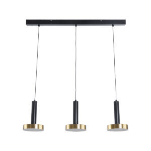 GLOBOSTAR® ZANE 60936 Κρεμαστό Φωτιστικό Design LED CCT 54W 6048lm 120° AC 220-240V IP20 – Εναλλαγή Φωτισμού μέσω Τηλεχειριστηρίου All In One Ψυχρό 6000k+Φυσικό 4500k+Θερμό 2700k Dimmable – Μ80 x Π15 x Υ18cm – Μαύρο & Χρυσό – 3 Χρόνια Εγγύηση