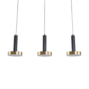 GLOBOSTAR® ZANE 60936 Κρεμαστό Φωτιστικό Design LED CCT 54W 6048lm 120° AC 220-240V IP20 – Εναλλαγή Φωτισμού μέσω Τηλεχειριστηρίου All In One Ψυχρό 6000k+Φυσικό 4500k+Θερμό 2700k Dimmable – Μ80 x Π15 x Υ18cm – Μαύρο & Χρυσό – 3 Χρόνια Εγγύηση