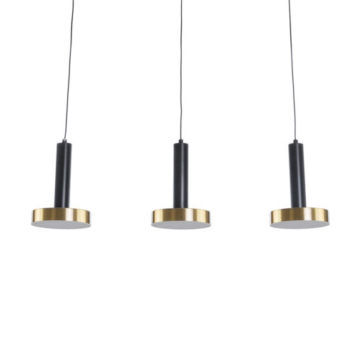 GLOBOSTAR® ZANE 60936 Κρεμαστό Φωτιστικό Design LED CCT 54W 6048lm 120° AC 220-240V IP20 – Εναλλαγή Φωτισμού μέσω Τηλεχειριστηρίου All In One Ψυχρό 6000k+Φυσικό 4500k+Θερμό 2700k Dimmable – Μ80 x Π15 x Υ18cm – Μαύρο & Χρυσό – 3 Χρόνια Εγγύηση