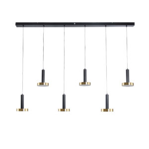 GLOBOSTAR® ZANE 60937 Κρεμαστό Φωτιστικό Design LED CCT 100W 11200lm 120° AC 220-240V IP20 – Εναλλαγή Φωτισμού μέσω Τηλεχειριστηρίου All In One Ψυχρό 6000k+Φυσικό 4500k+Θερμό 2700k Dimmable – Μ160 x Π15 x Υ18cm – Μαύρο & Χρυσό – 3 Χρόνια Εγγύηση