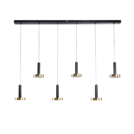 GLOBOSTAR® ZANE 60937 Κρεμαστό Φωτιστικό Design LED CCT 100W 11200lm 120° AC 220-240V IP20 – Εναλλαγή Φωτισμού μέσω Τηλεχειριστηρίου All In One Ψυχρό 6000k+Φυσικό 4500k+Θερμό 2700k Dimmable – Μ160 x Π15 x Υ18cm – Μαύρο & Χρυσό – 3 Χρόνια Εγγύηση