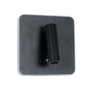 GloboStar® LADY-S 60943 Μοντέρνο Φωτιστικό Τοίχου – Απλίκα Ξενοδοχείου Bed Side LED 6W 600lm 36° & 360° AC 220-240V – Reading Light & Κρυφός Φωτισμός – Φορτιστής USB 3A – Μ15 x Π15 x Υ7cm – Φυσικό Λευκό 4500K – Μαύρο – 3 Χρόνια Εγγύηση